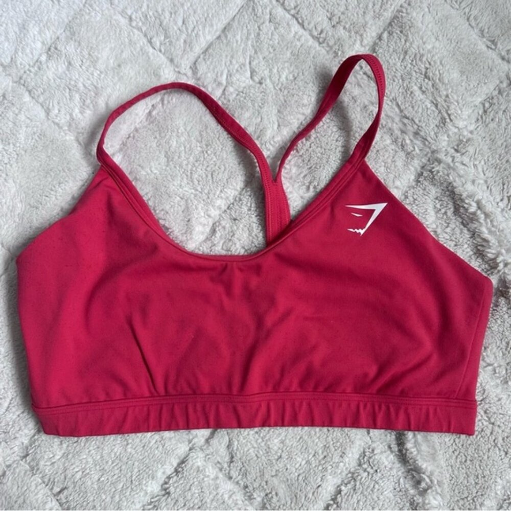 Gymshark | Raspberry Red V-Neck Training Womens Sports Bra | Size Large - Picture 3 of 8